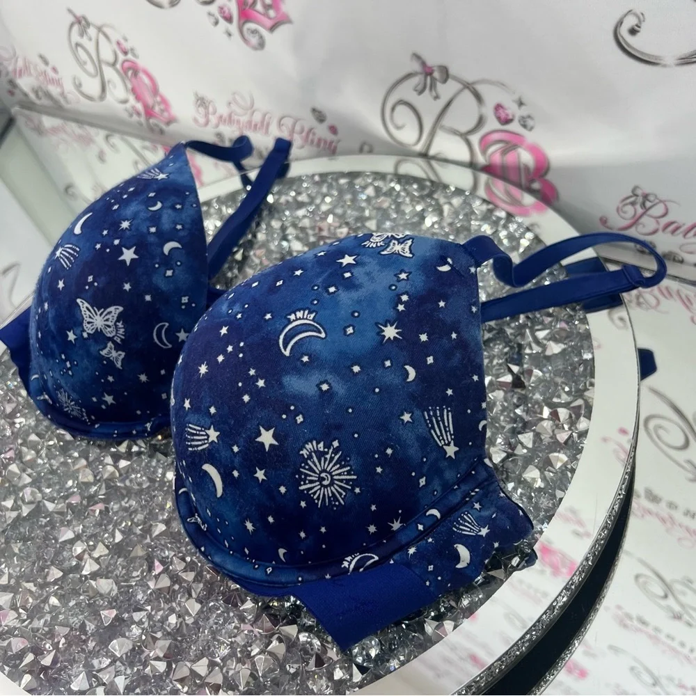 Victoria's Secret pink bra push up stars ⭐️ Midnight Blue Celestial Bra moon - Picture 2 of 12